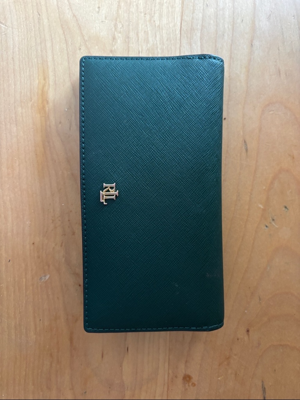Ralph Lauren Forest Green Saffiano Leather Long Wallet